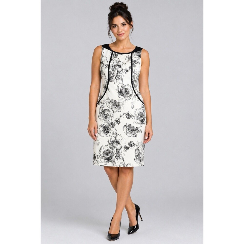 Harve Benard Dress Women's Size 16 Black White Floral Sleeveless Formal Vintage